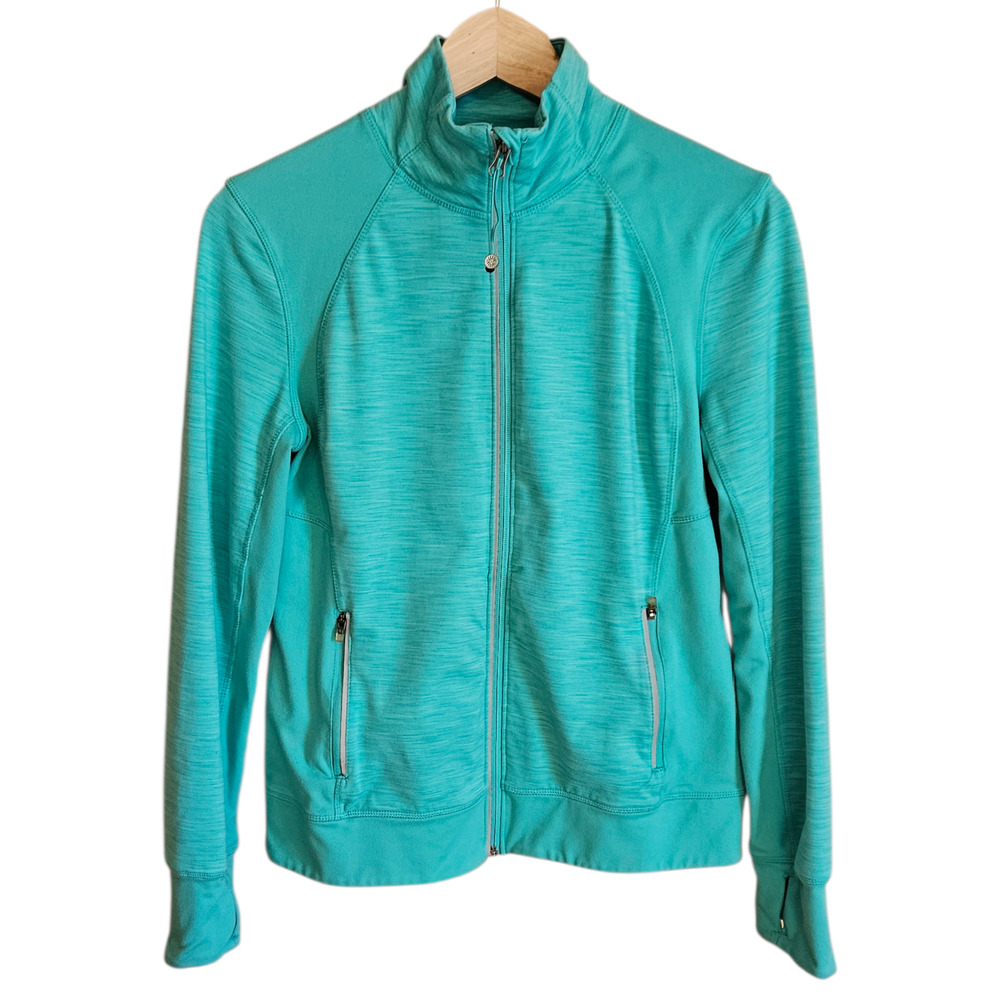 Tangerine Women's Jade Teal Heathered Full Zip Athletic Workout Jacket Small